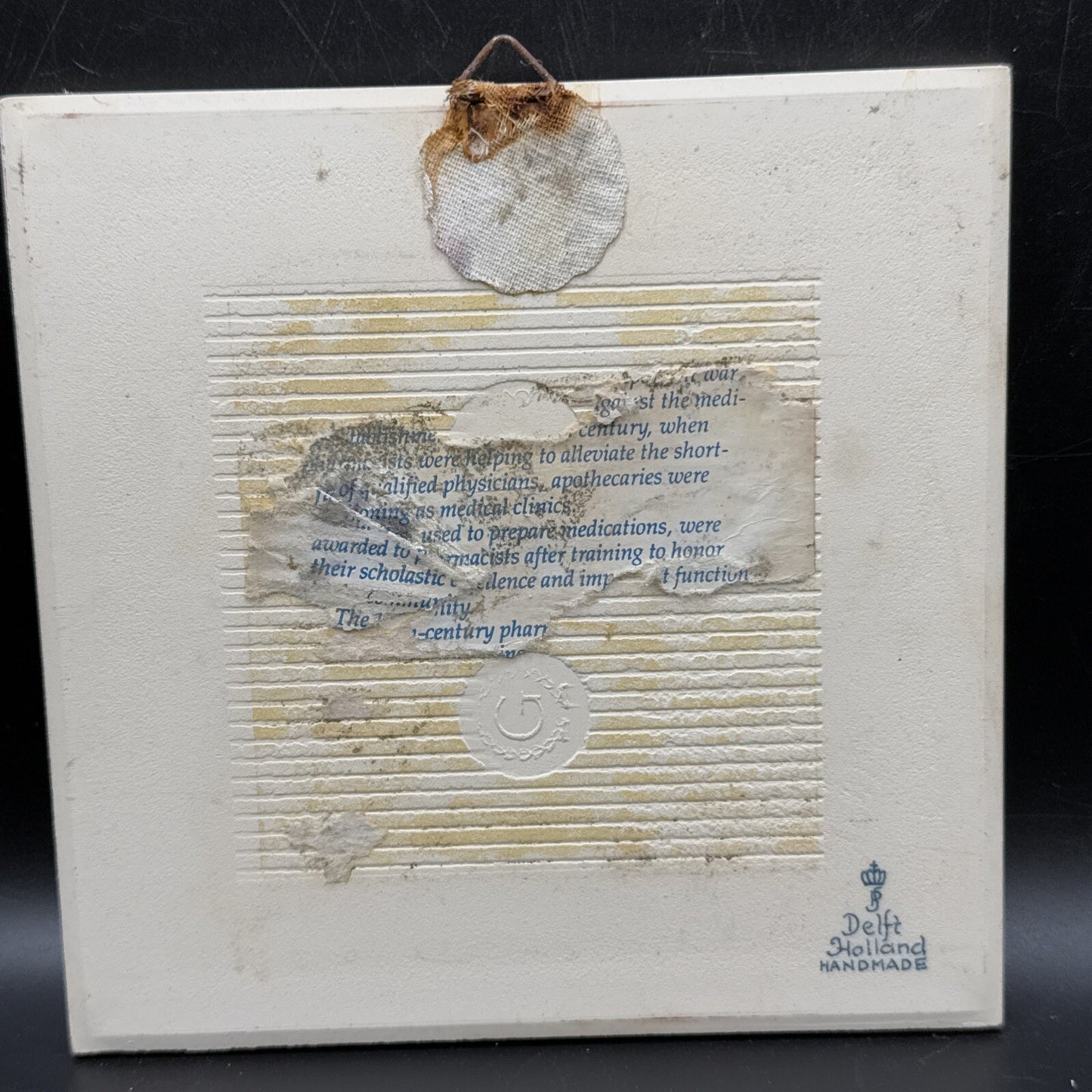 Delft Tile Schoonhaven Holland Vintage Tile Delft Blue White Pharmacy Drug #8