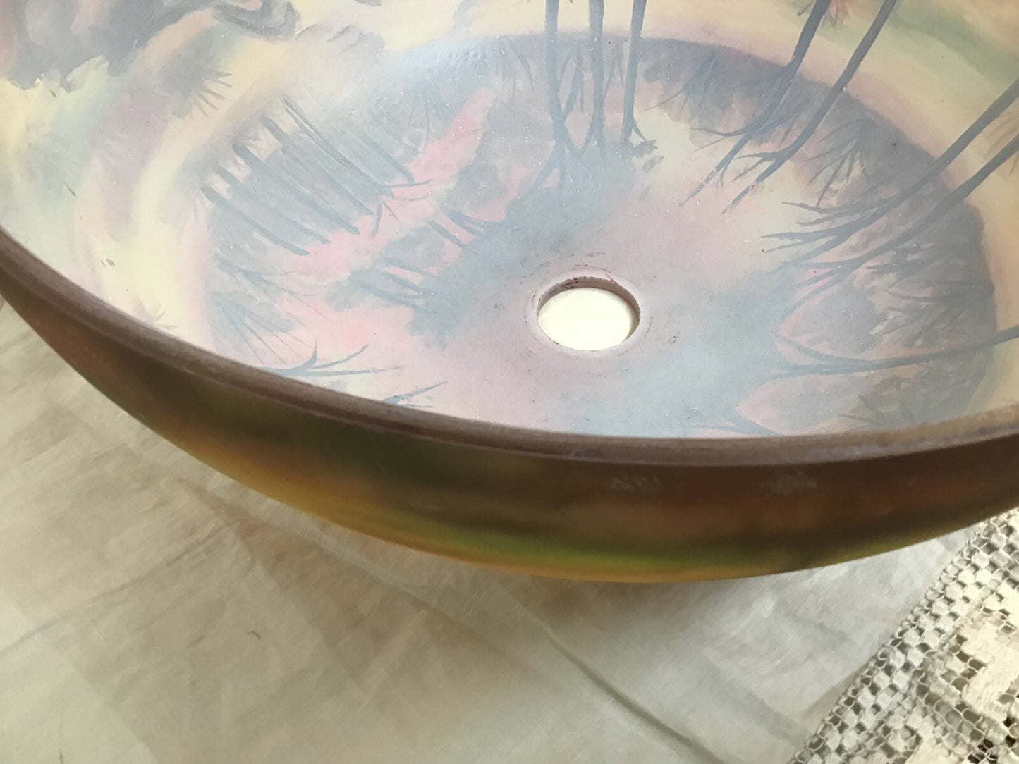 Vintage Scenic Reverse Painted table Lamp light Lighting Tree Base