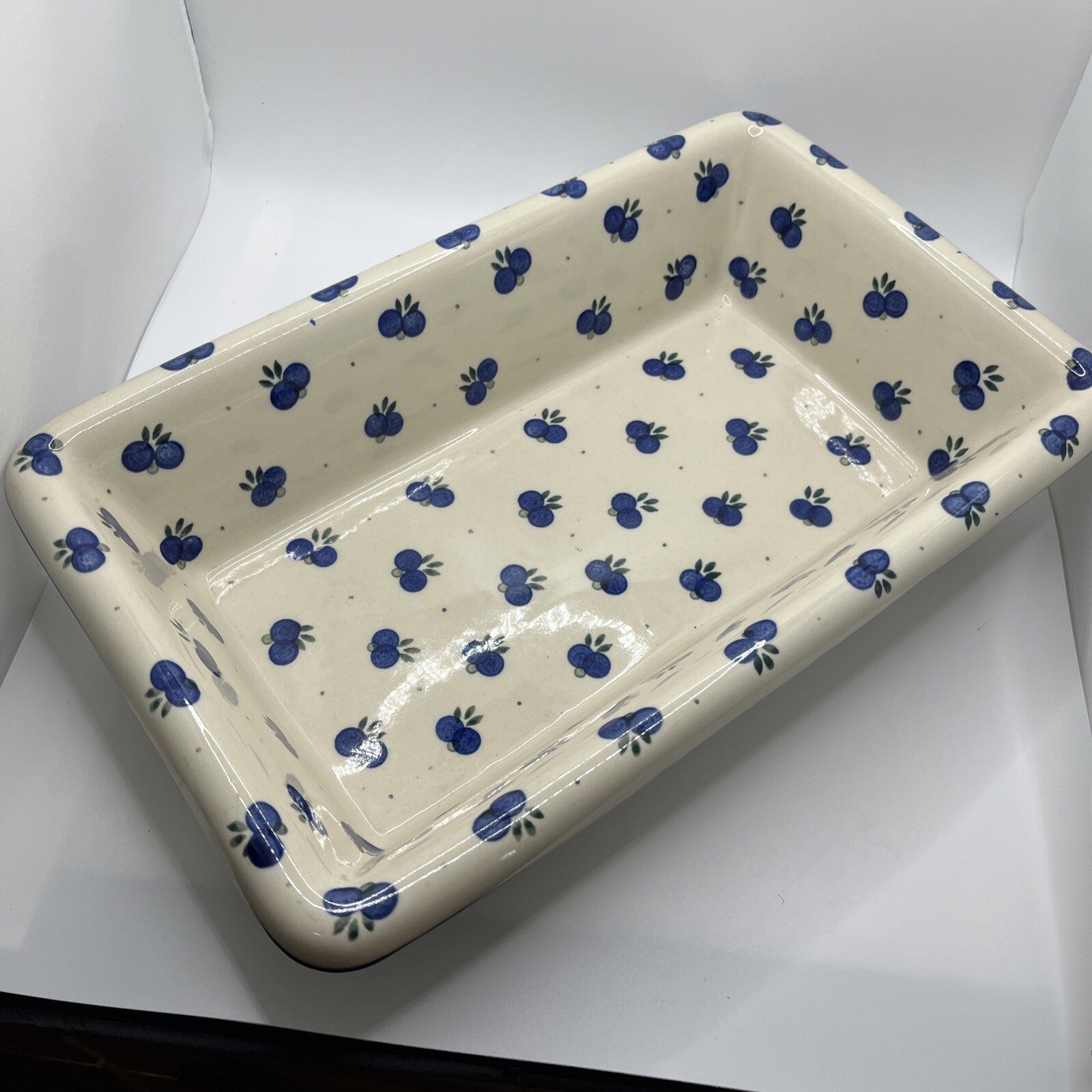 Wild Blueberry Polish Pottery Loaf Baker 14” X 8”