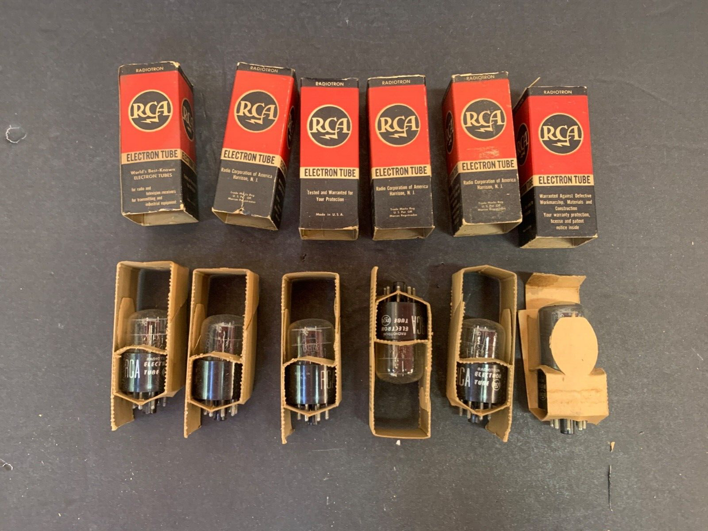 Vintage Lot of 6 RCA Electron Tube Bulbs 6H6 6k6 for Radio Television Receivers