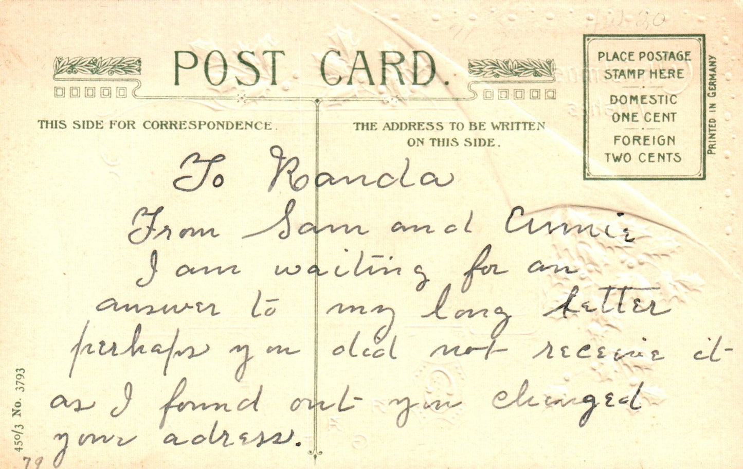 John Winsch Christmas Wishes View of Family Walking Home Snowy Vintage Postcard