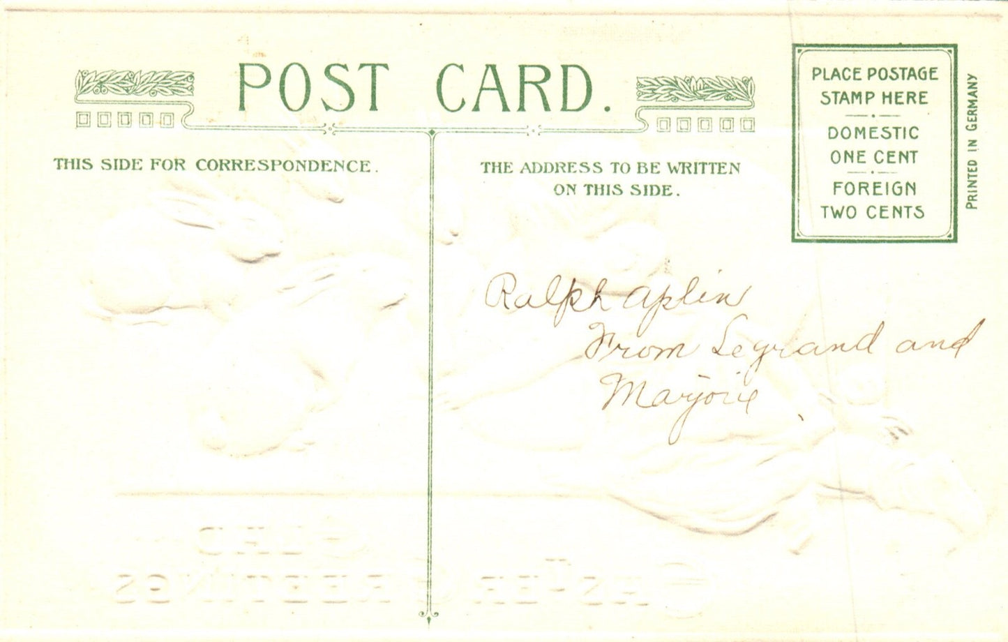 Glad Easter Greetings Little Girl Playing With Rabbits Vintage Easter Postcard