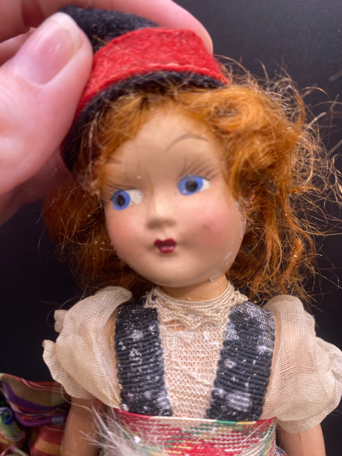 8" Marcie Doll Vintage Scottish DOLL blue eyes plaid dress