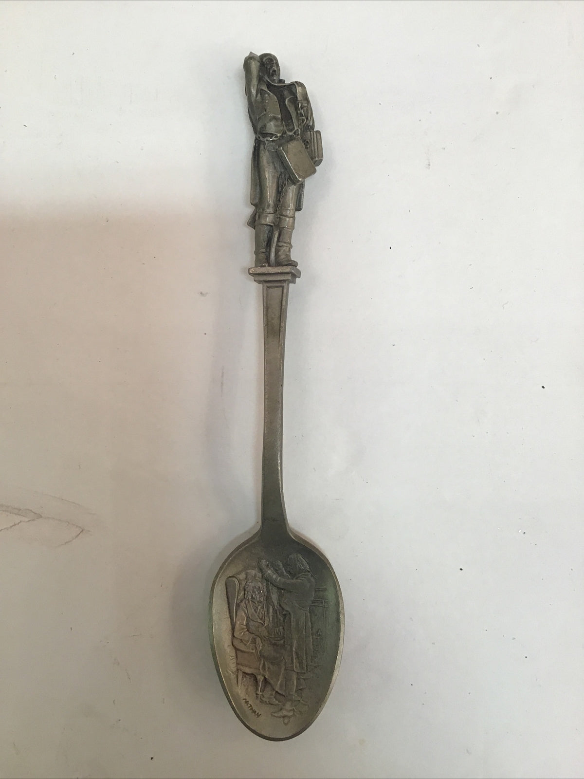Franklin Mint Set of 5 Pewter Spoons with Figures of Dickens A Christmas Carol