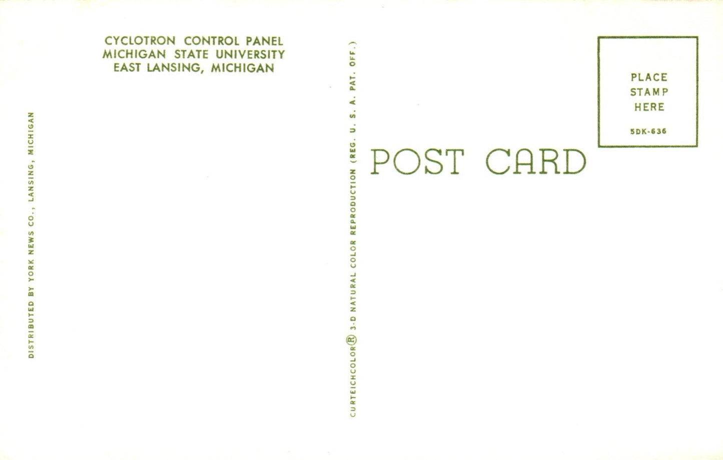 Cyclotron Control Panel MSU in Lansing MI Michigan Postcard