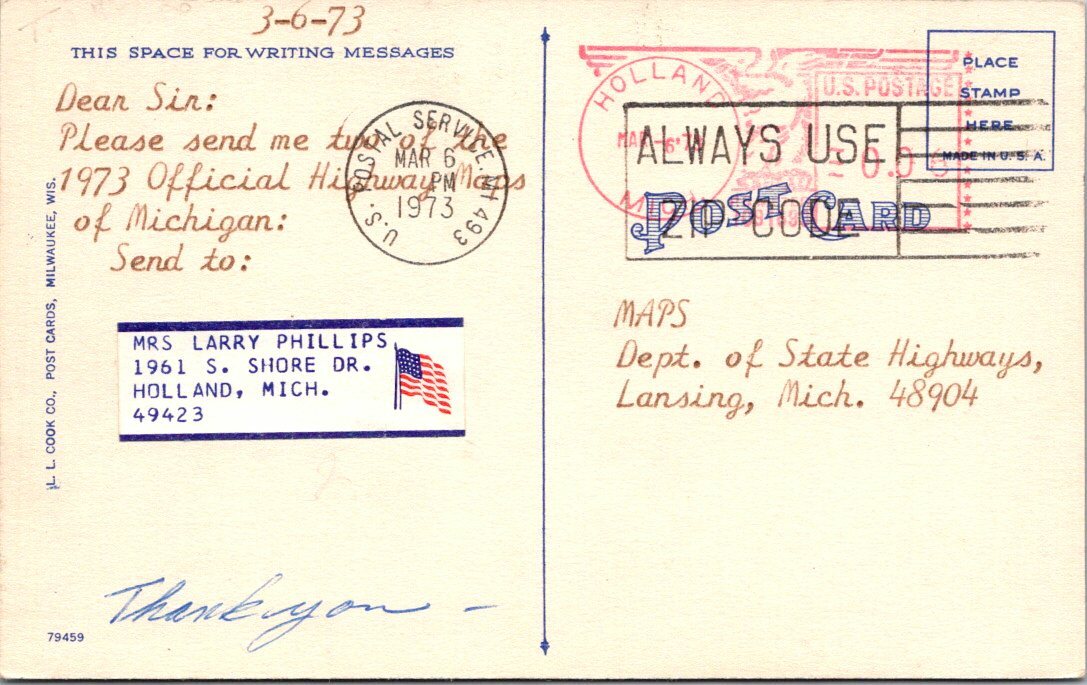 Eighth Street Holland MI Michigan Mich 79459 Postcard