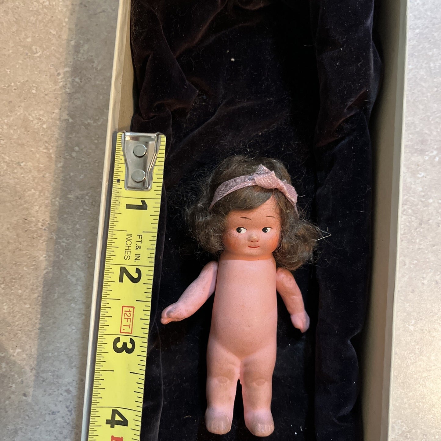 Antique 1920s Child Girl Bisque Dollhouse Doll- All original