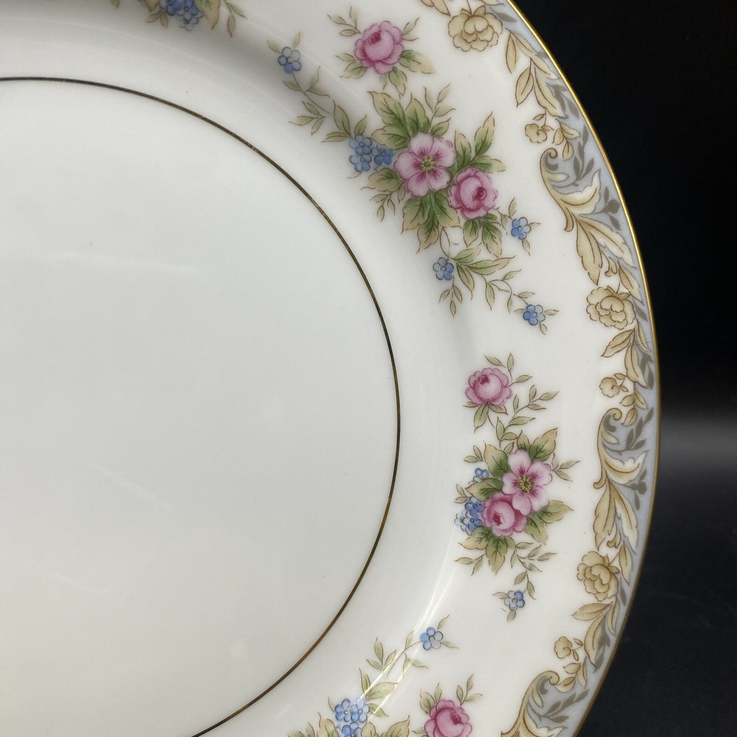 7.5" Noritake China Somerset SALAD Plate Floral Design with Gold Trim Vintage