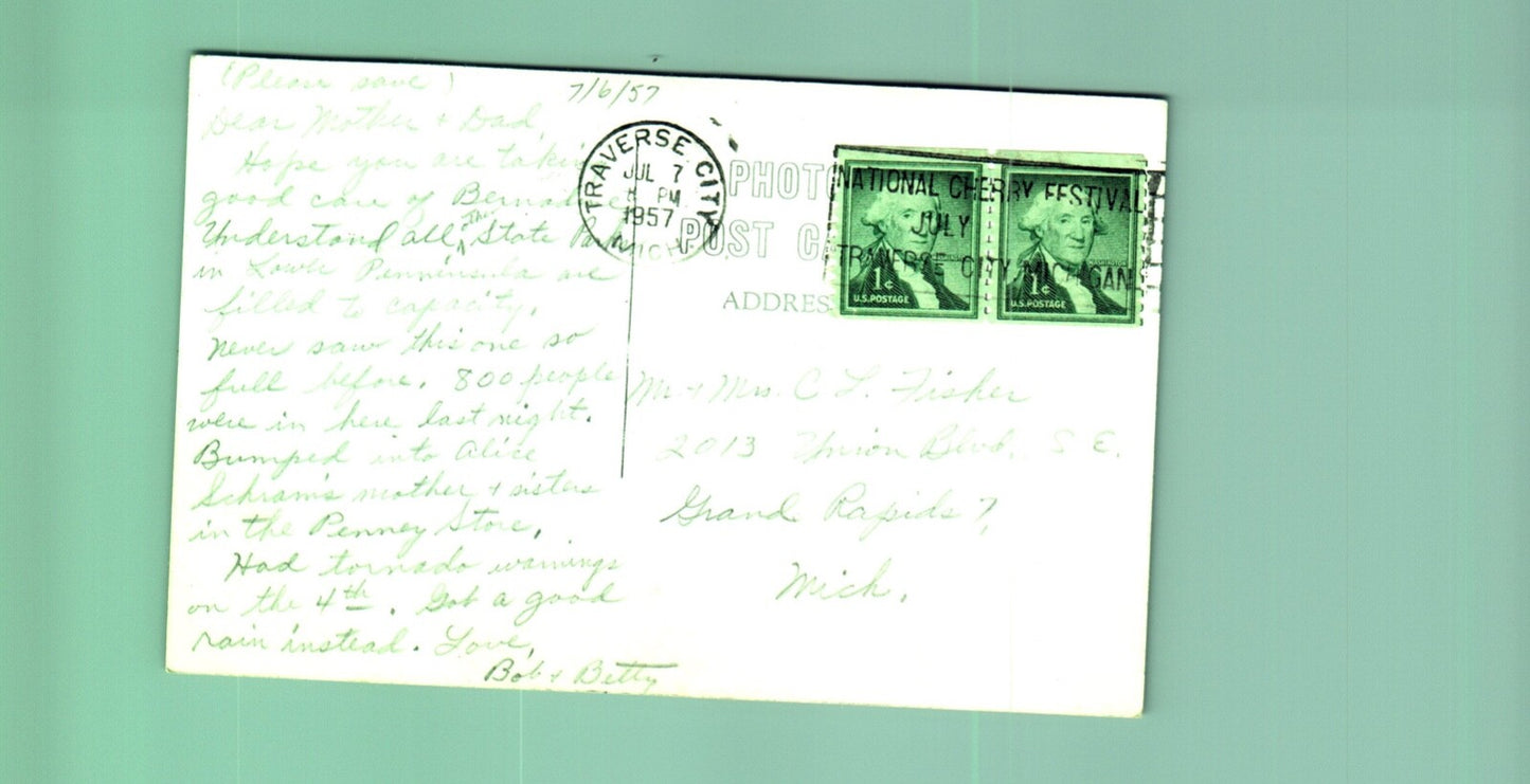 Real Photo View from Park Place Traverse City Michigan MI Postcard