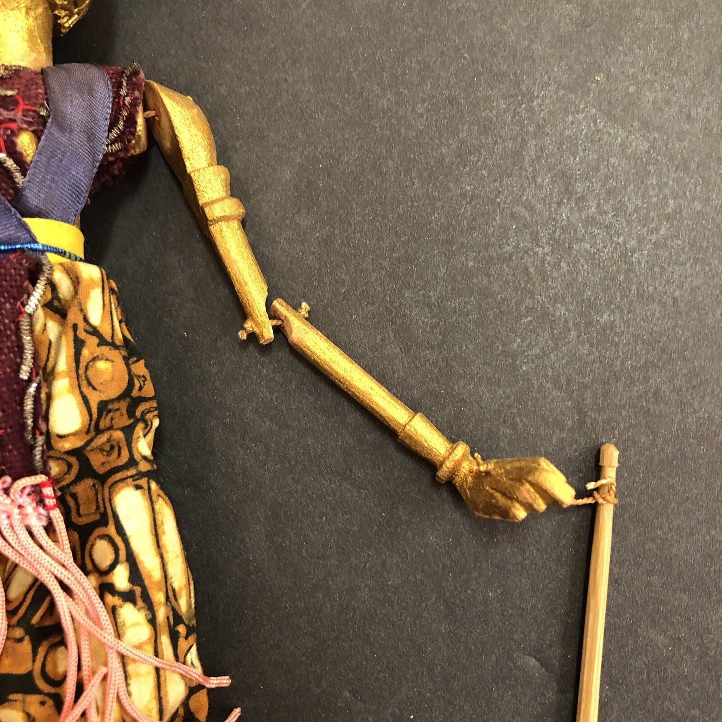 Vintage Wooden Egyptian Red Black Hat Gold Hand Puppet
