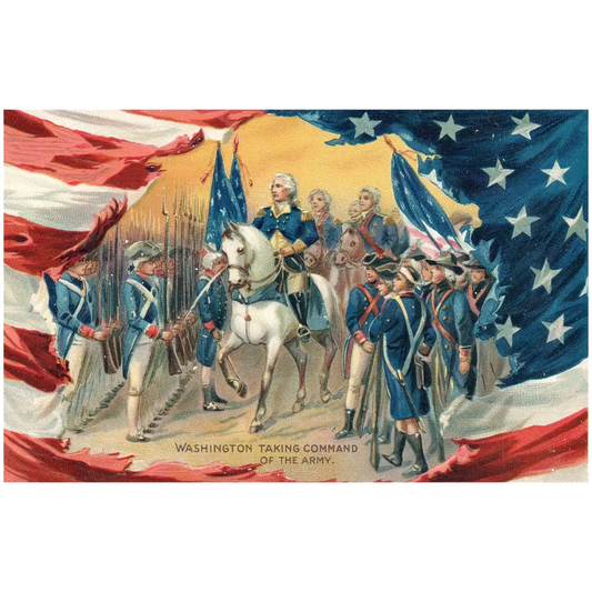 Washington Taking Command of The Army Vintage Patriotic Postcard