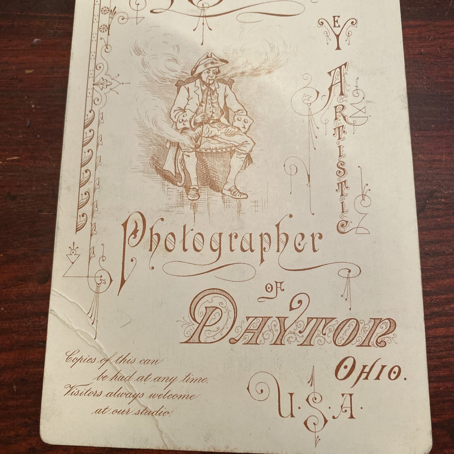 Victorian Real Photo Gentleman Mustache Cabinet Card A L Bowersox Dayton Ohio OH