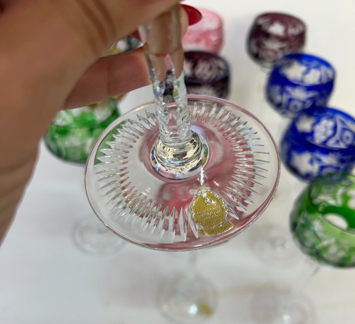 12 NACHTMANN TRAUBE Crystal 8.25 Cut To Clear WINE GOBLET Bohemian Marsala