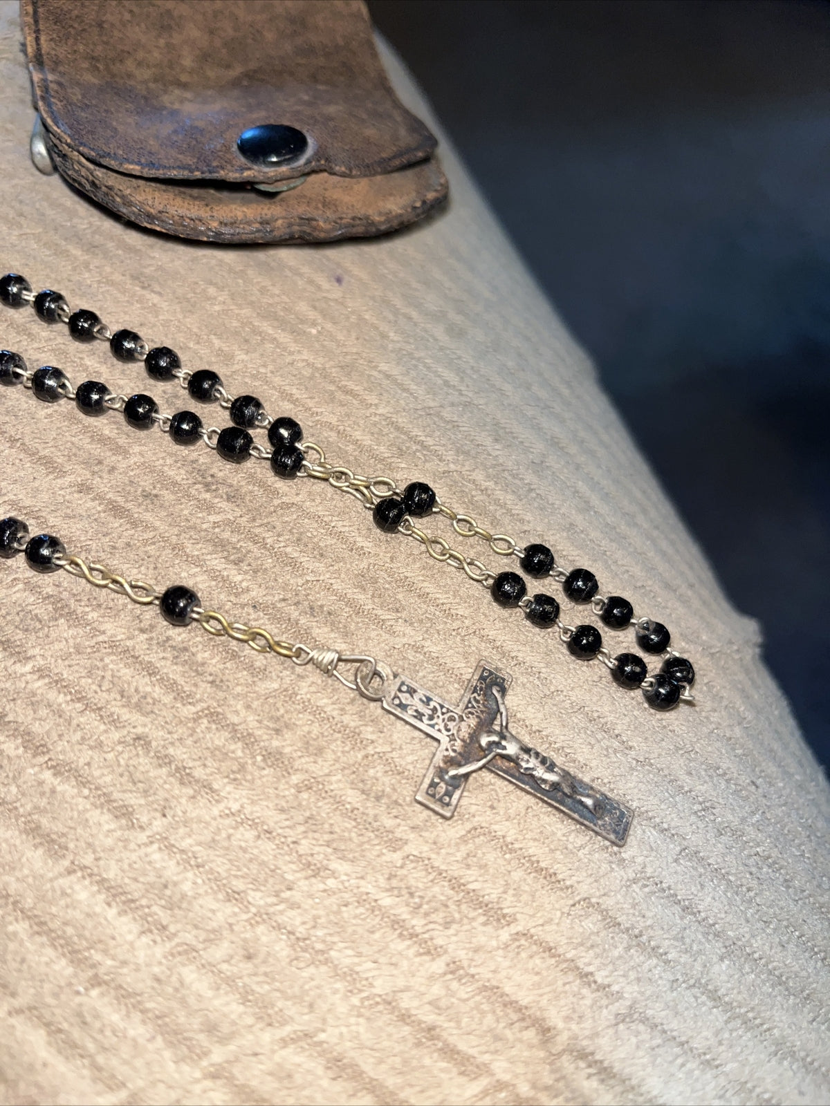 Vintage Black Bead Rosary Blessed By papal