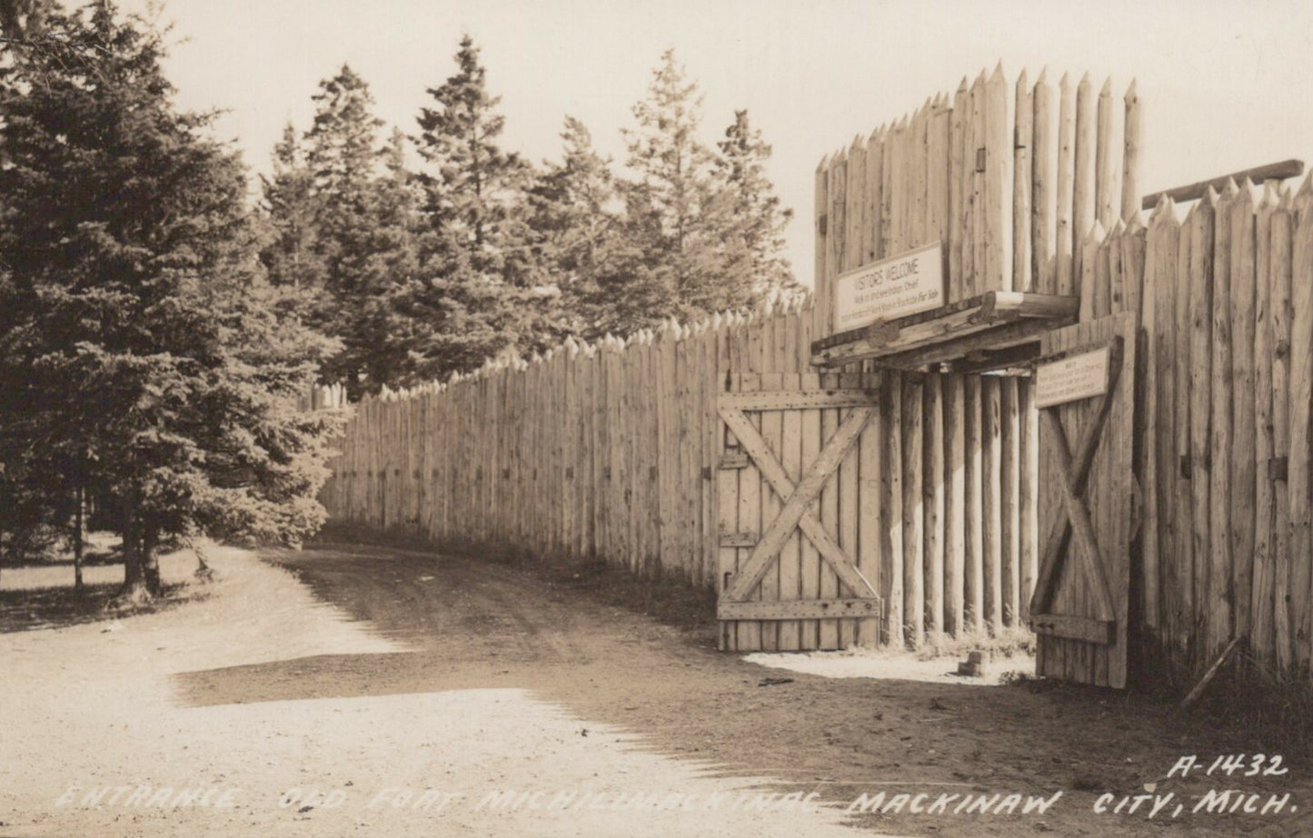 Entrance Old Fort Michilimackinac Mackinaw City Michigan MI Mich Postcard A-1432