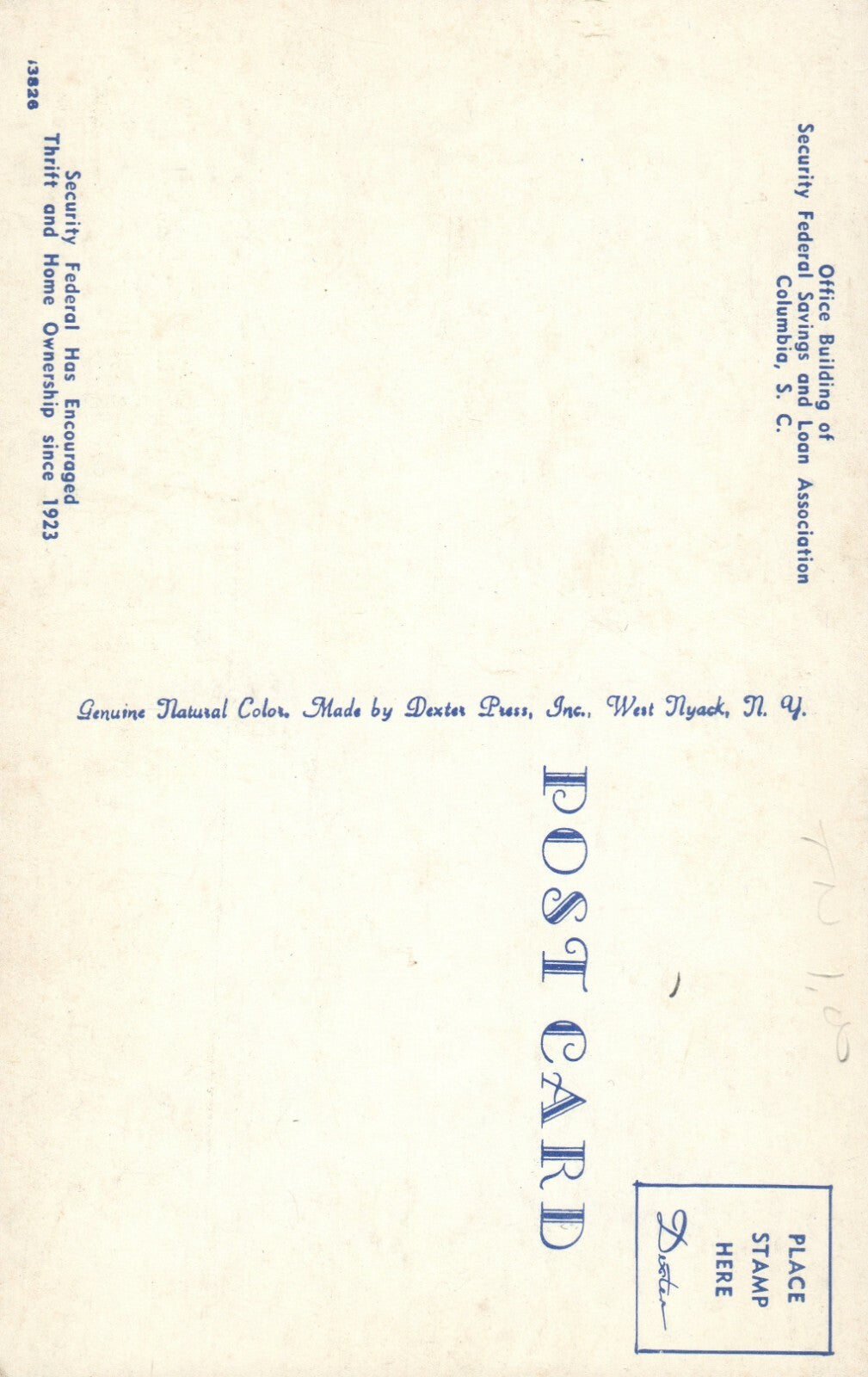 Office Building Security Federal savings South Carolina SC Postcard