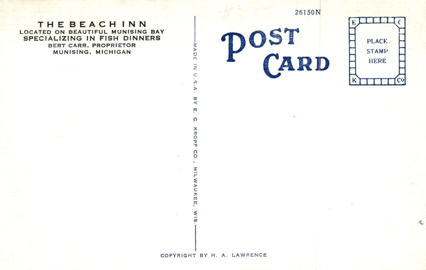 The Beach Inn Munising MI Michigan Mich Postcard