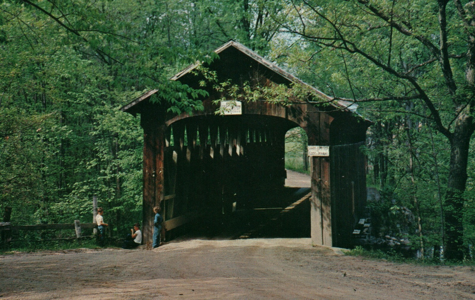 Whites Covered Bridge Flat River Ionia County Lowell Michigan MI Postcard