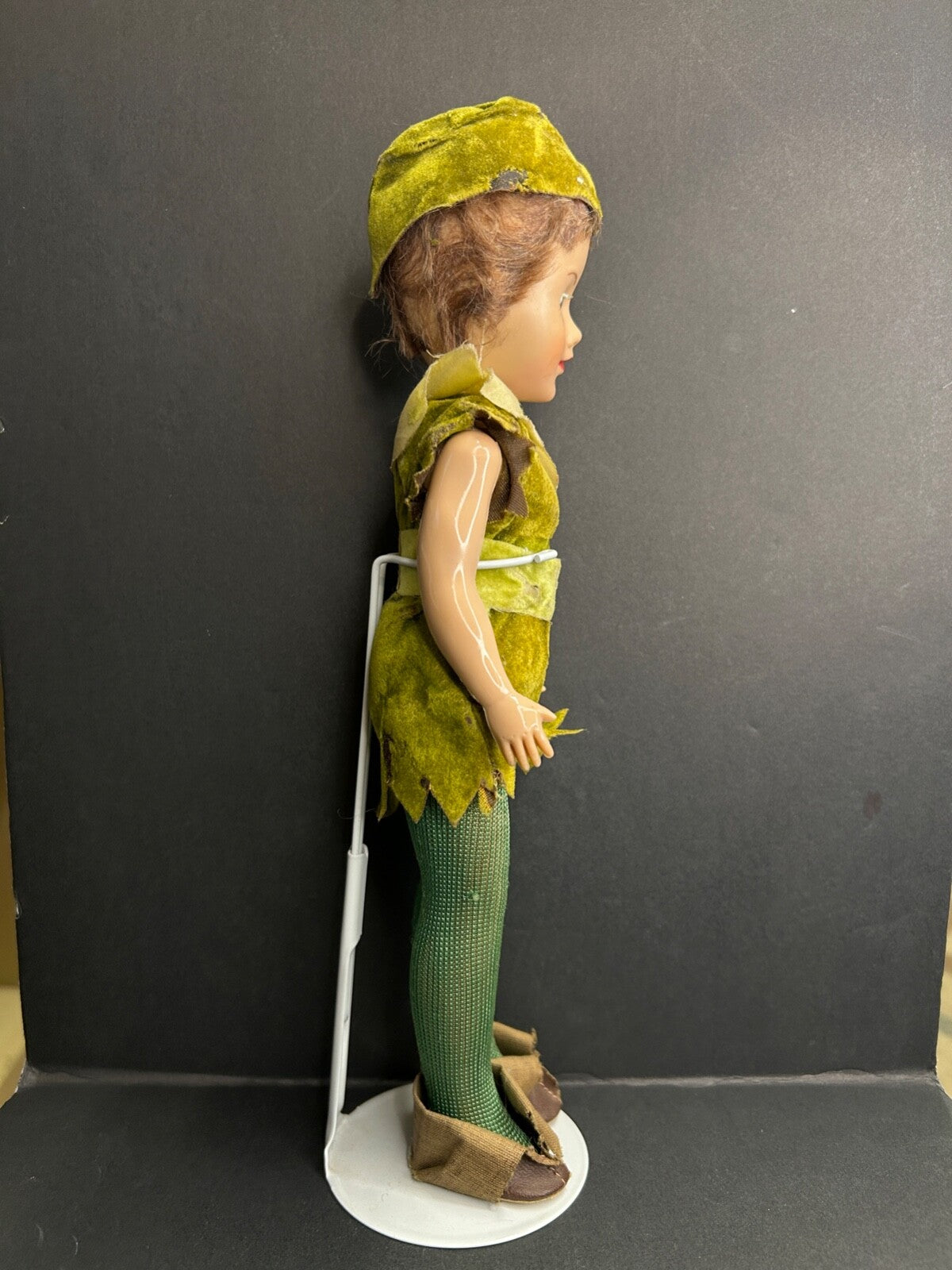 1950's Vintage Peter Pan Doll Blinking Eyes Arms and Legs That Move With Stand