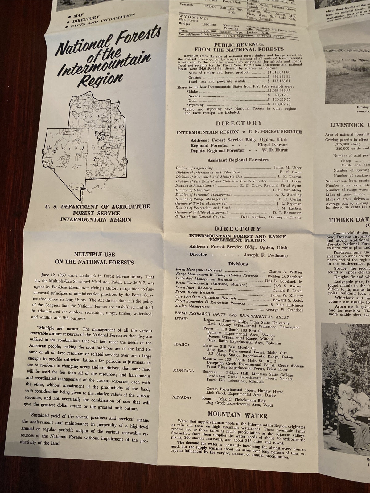 National Forests of the Intermountain Region US Dept of Agriculture Map ID NV UT