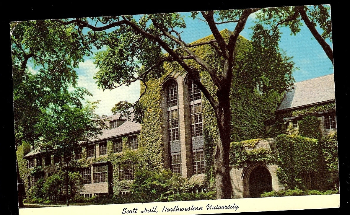 South Hall Northwestern University Scott Hall Evanston IL Illinois Postcard