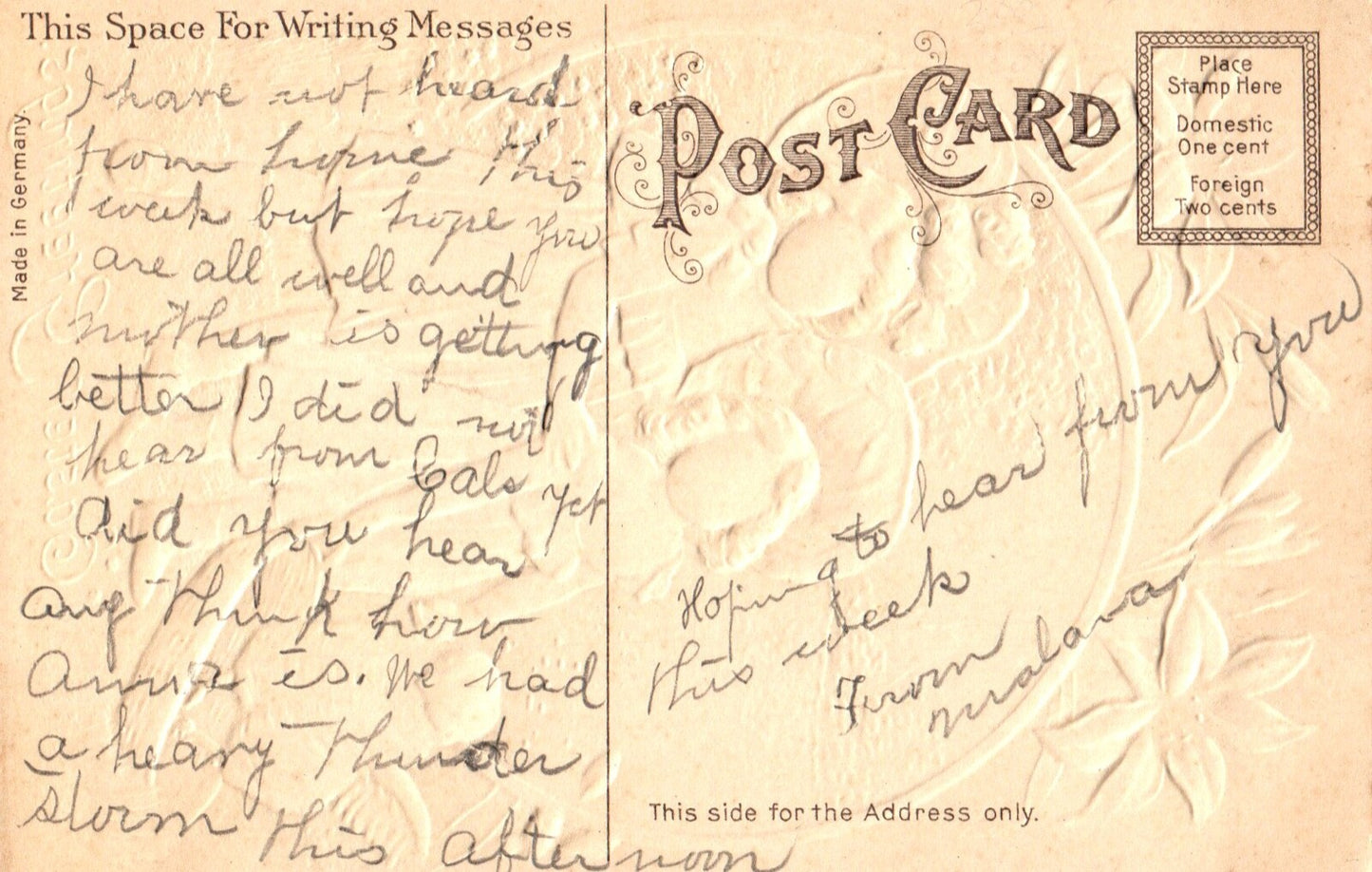 Easter Greetings Little Girls With Easter Chick in Field Vintage Easter Postcard