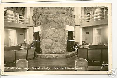 RPPC Interior Timberline Lodge Government Camp Oregon OR Postcard