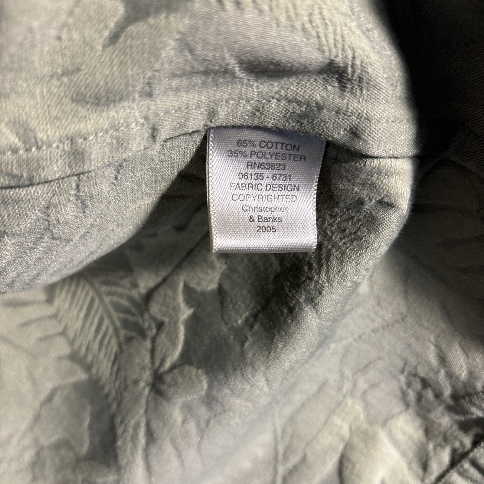 GSK Womens Sage Green Leaf Print Button Up Blazer Jacket Christopher Banks Sz XL