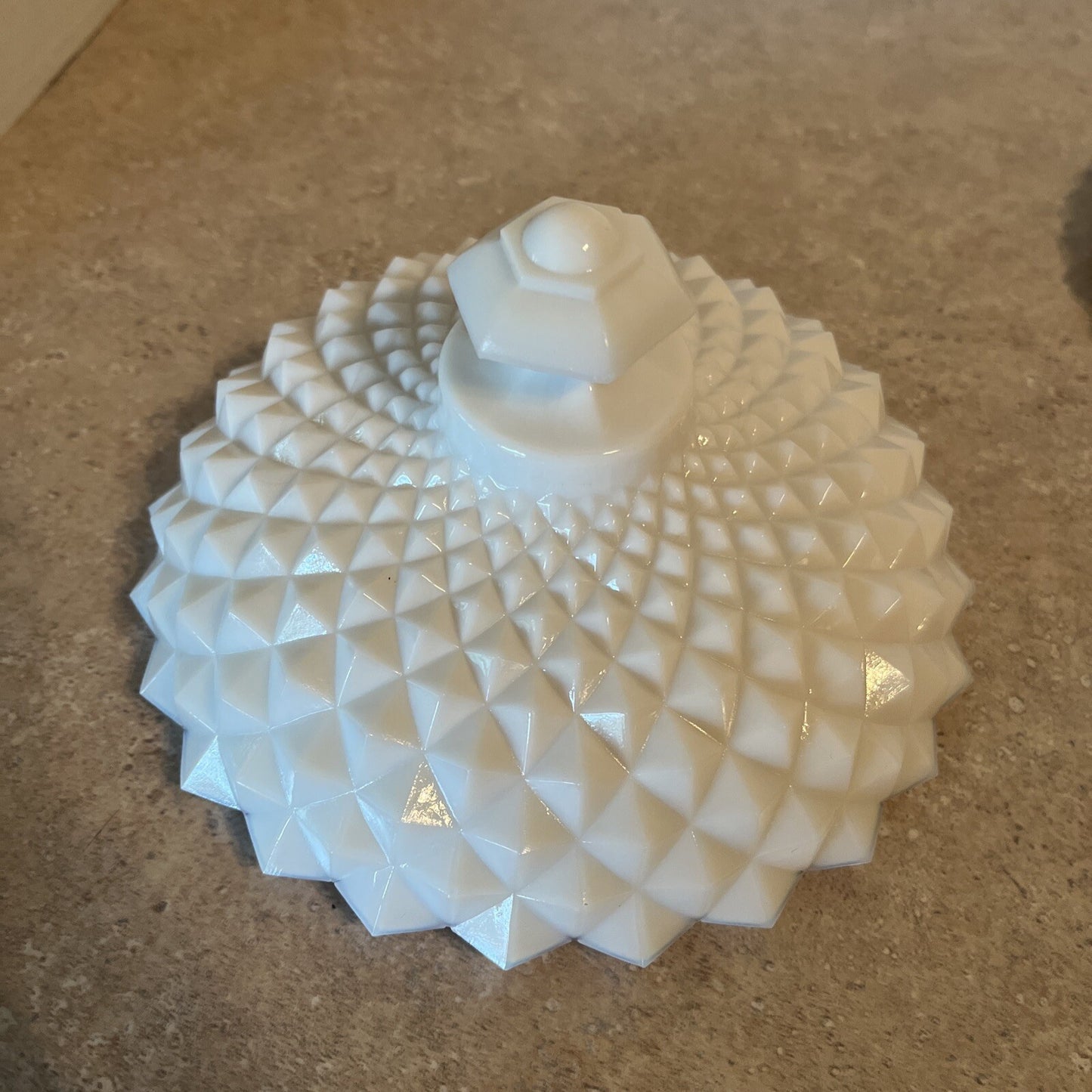 Vintage Westmoreland Milk Glass Sawtooth Diamond Point Lidded Candy Dish 5 1/2"