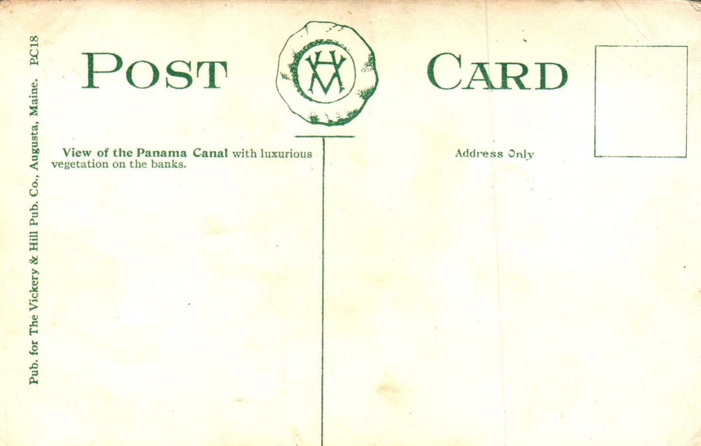 View of the Panama Canal Luxurious Vegetation on Banks Vintage Panama Postcard