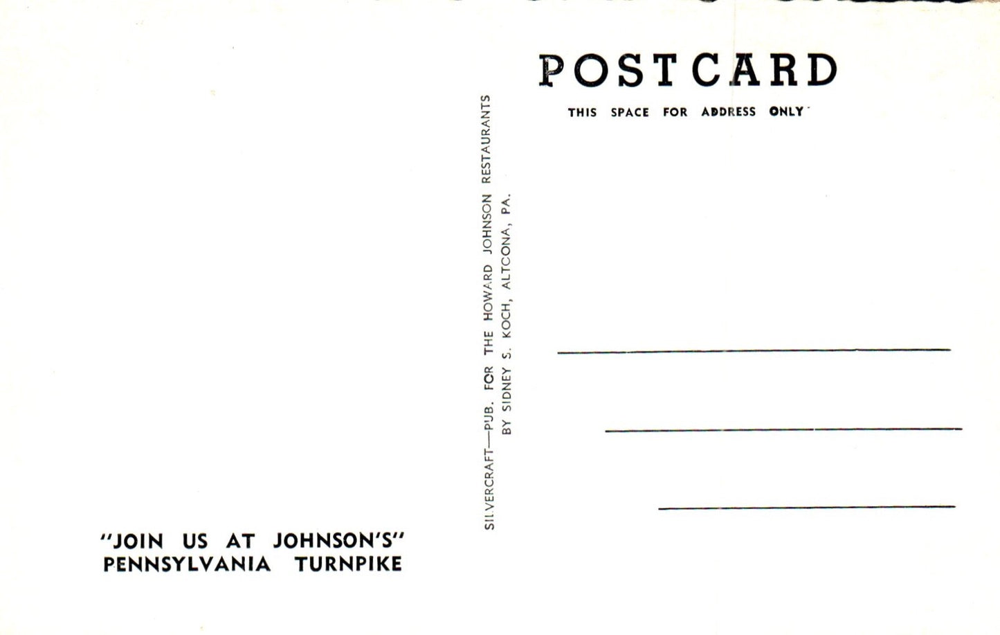 Beautiful Howard Johnson Restaurant on Glory Highway Pennsylvania PA Postcard