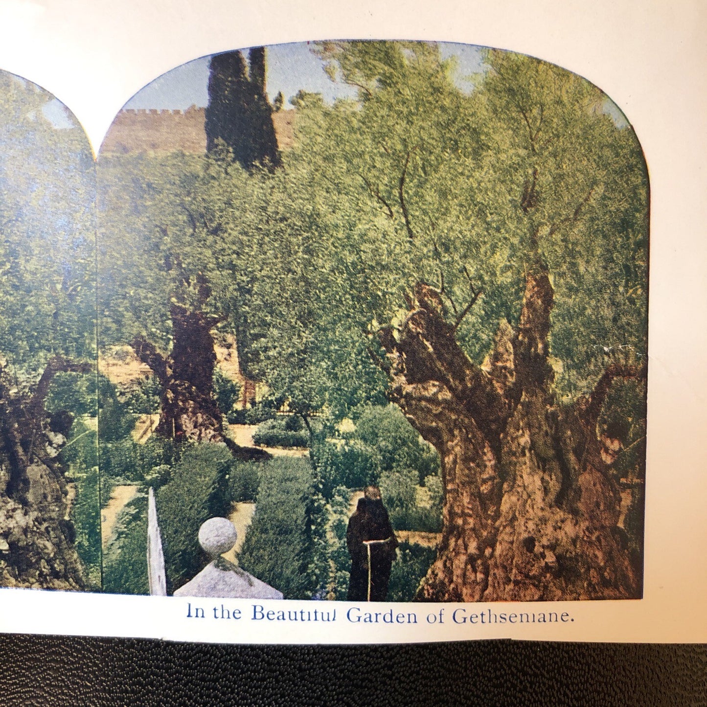 RARE Stereoview Paper Cards Jerusalem Gethsemane Lot of 2