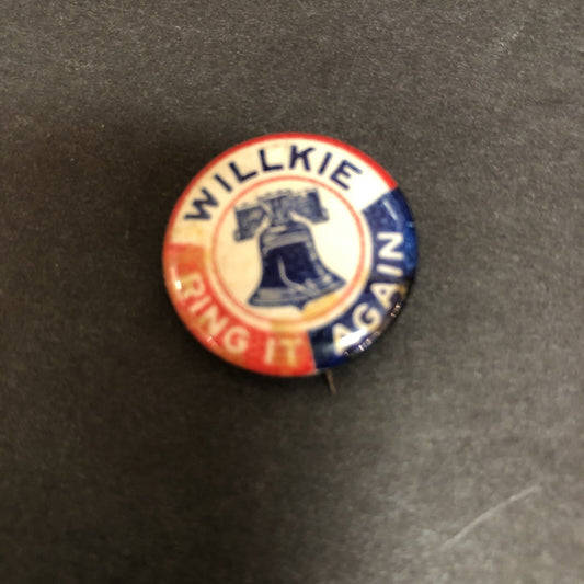 Willkie  Ring It Again Celluloid 7/8" Political Pin