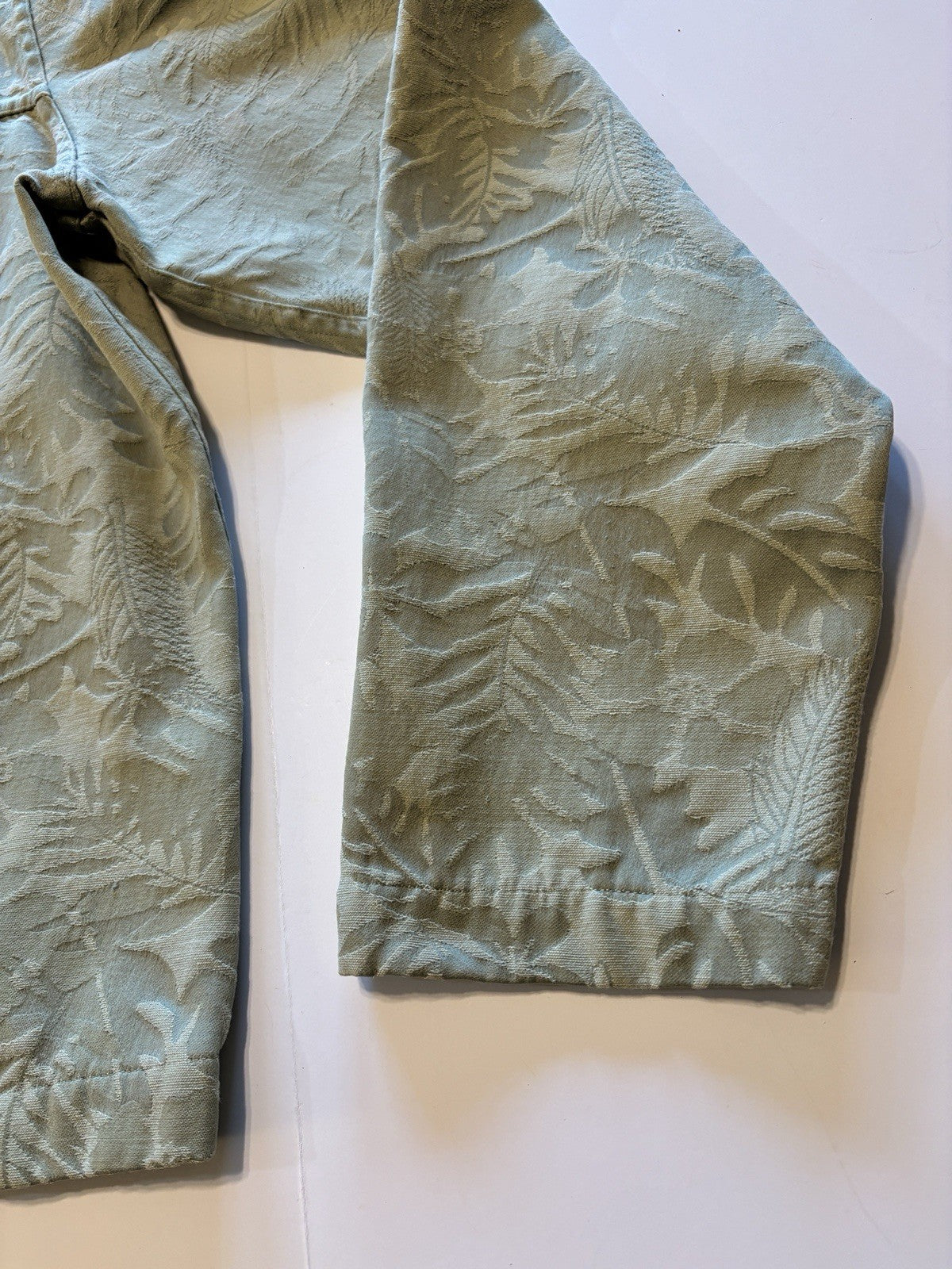 GSK Womens Sage Green Leaf Print Button Up Blazer Jacket Christopher Banks Sz XL