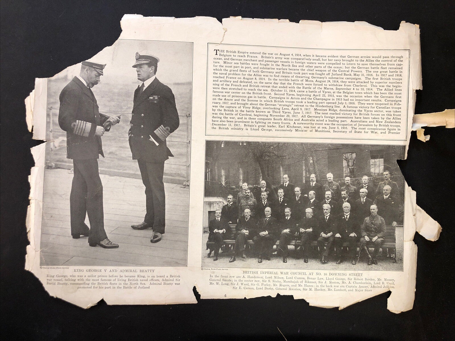 World War I Pictorial Book Oversized - Missing covers and pages 1-4