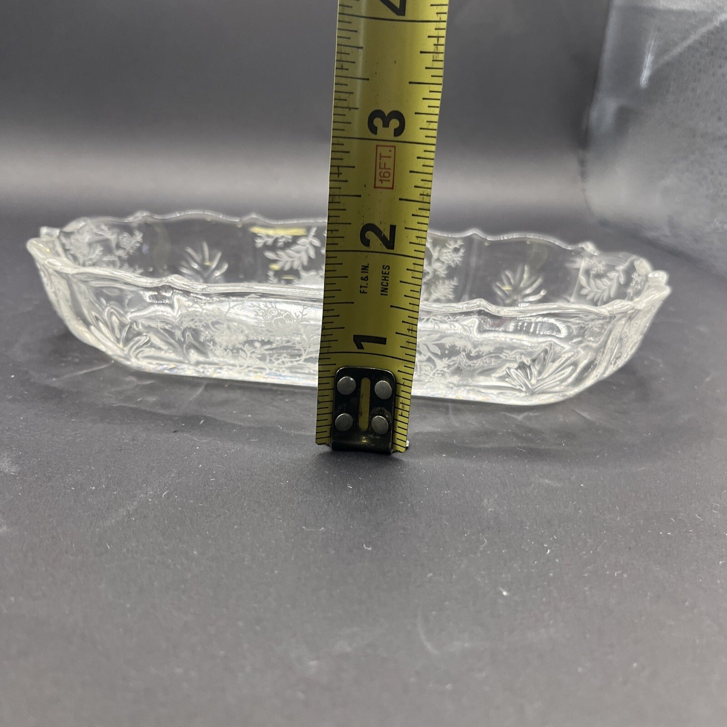 Fostoria Clear Chintz Etched Baroque 8" Pickle Dish