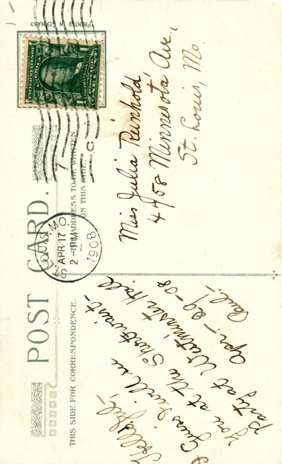 Silver Metallic Chick Sitting On Basket Of Flowers Happy Easter Postcard