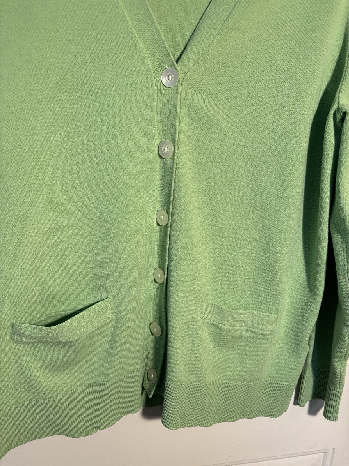 GSK Womens Mint Green 6 Button Up Sweater Cardigan Lands End Size Large