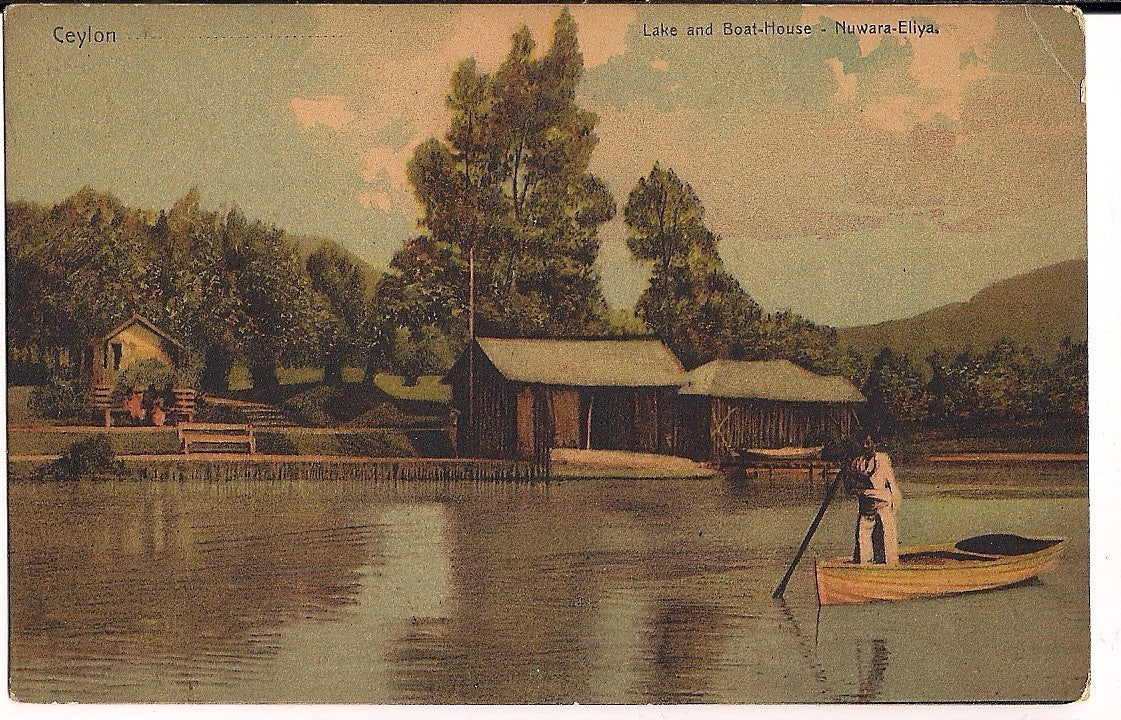 Ceylon Lake and Boat House Nuwara Ellya Sri Lanka Postcard
