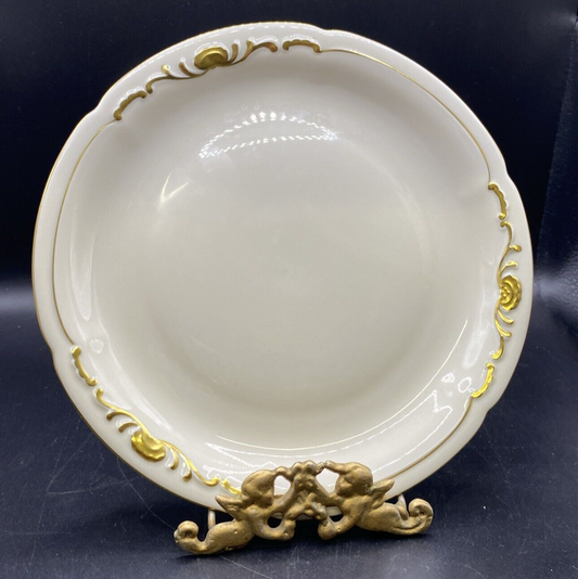 RARE 7.5" Bread Plates  Waldershof Bavaria Serving Cream with Gold Rim