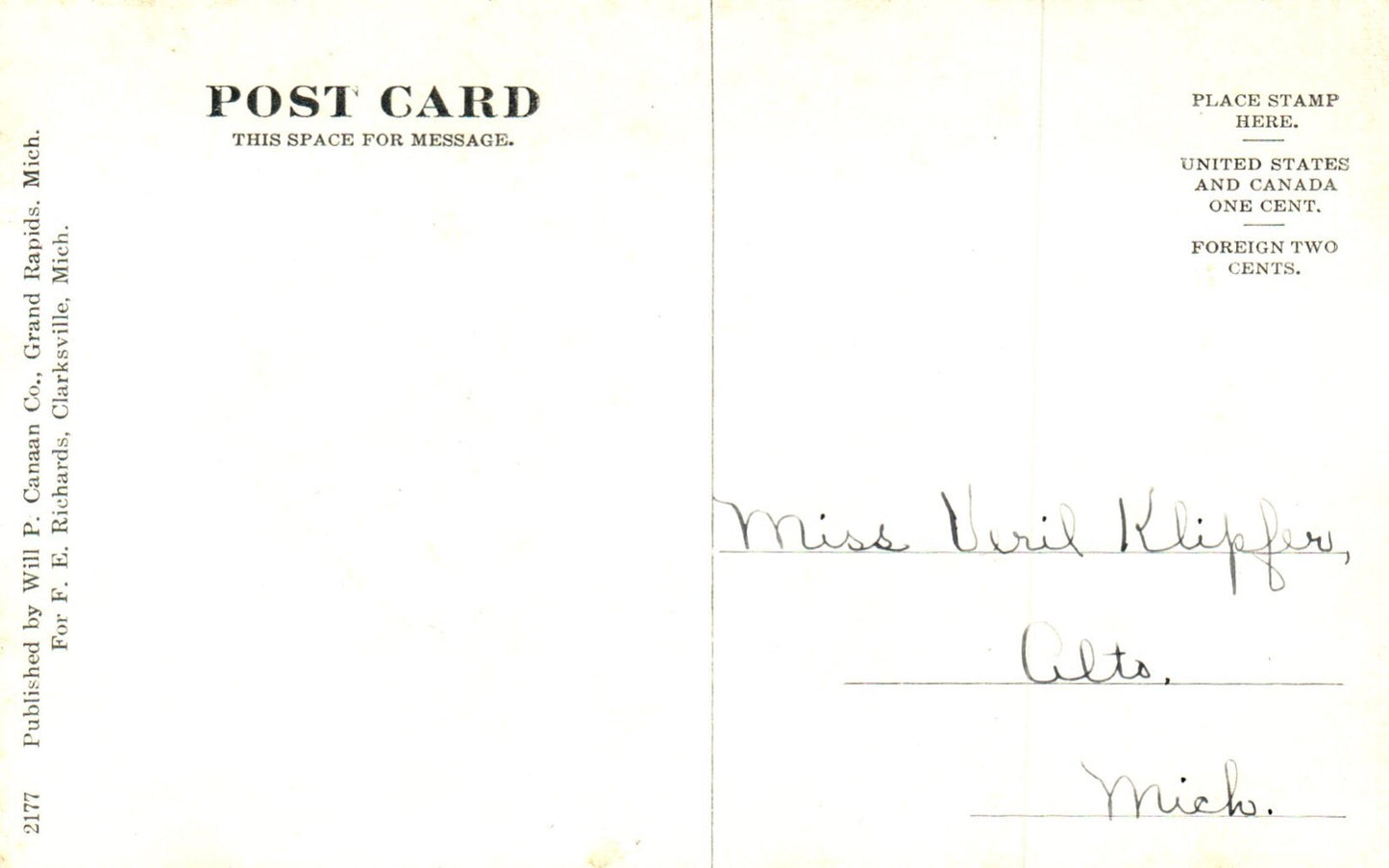 Clarksville Main Street Clarksville MI Michigan Vintage Postcard