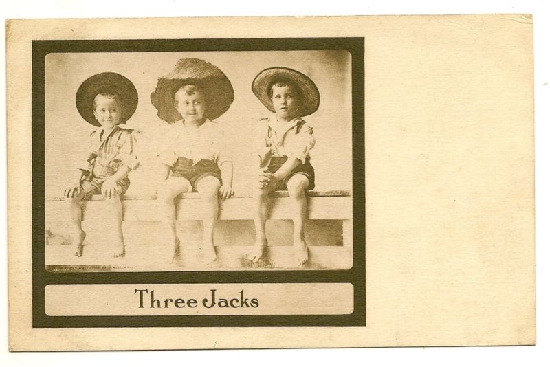 "Three Jacks" Boys in Big Hats Carlton Photo Series 522 Children Postcard