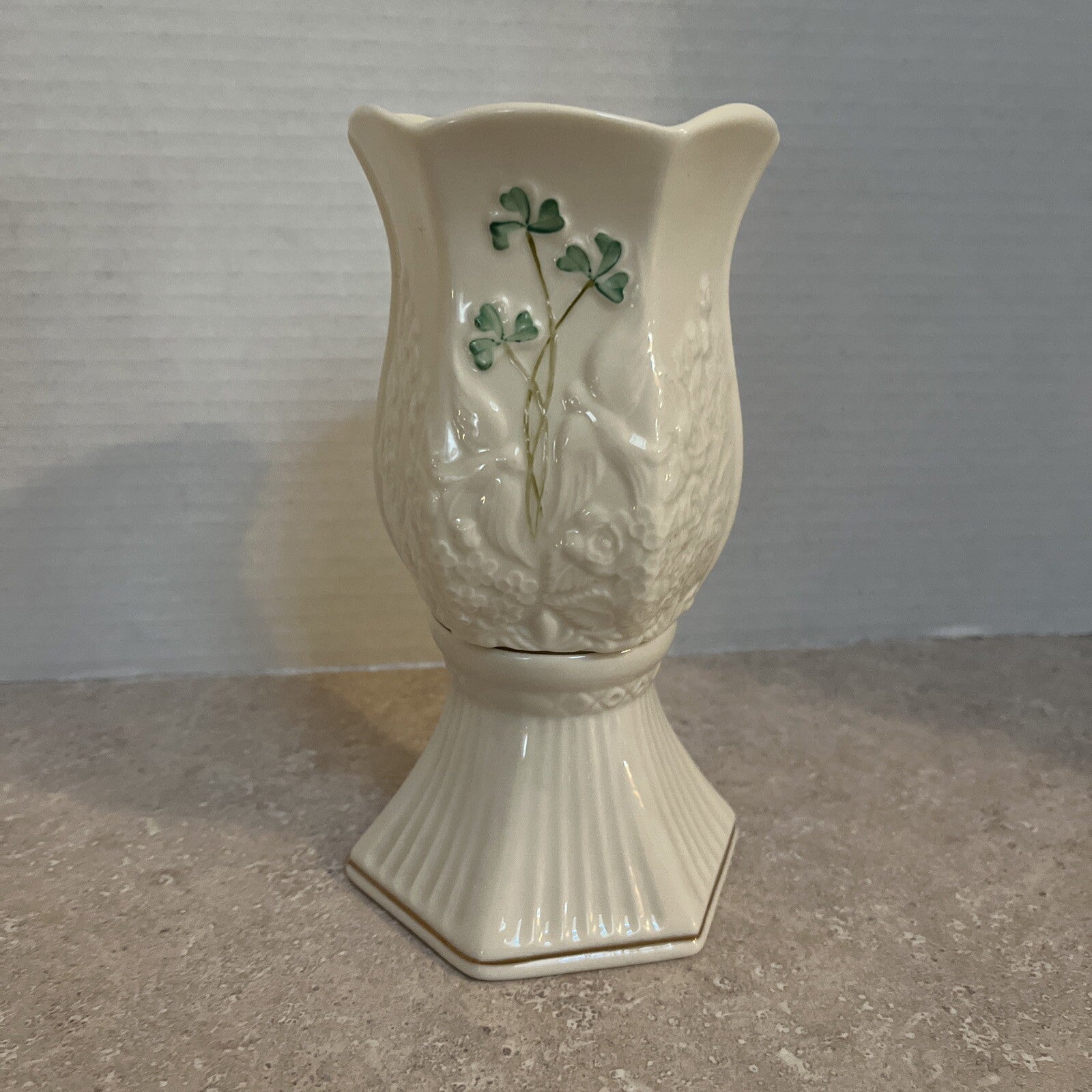🍀BELLEEK Porcelain Tea light Votive Candle Holder With Shade Fairy Light Lamp