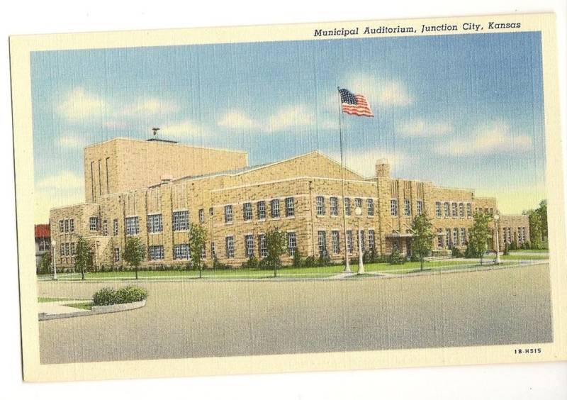 Municipal Auditorium Junction City KS Kansas Postcard