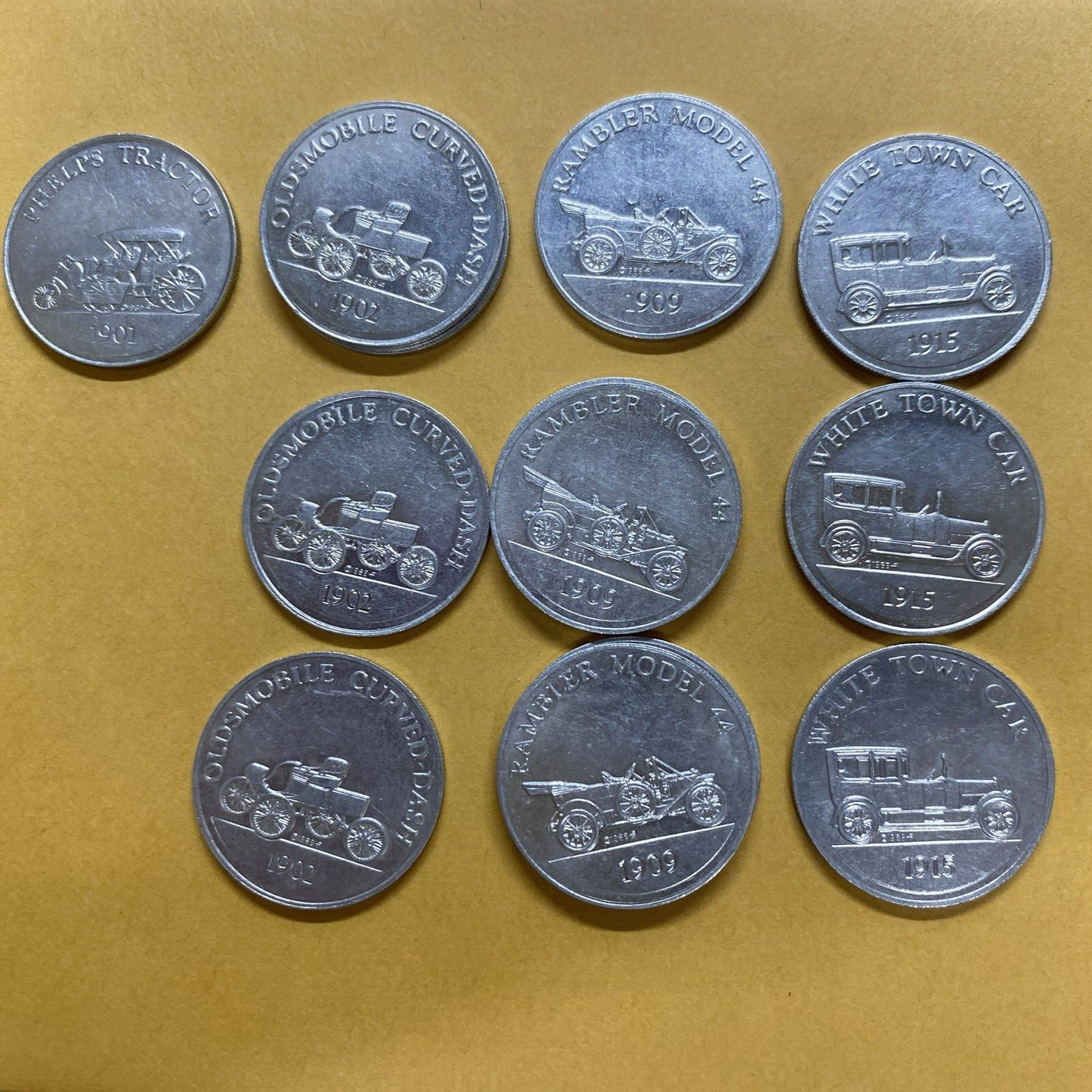 Vintage Series 2 Cars Lot Sunoco Oil Commemorative Token Landmarks America Line