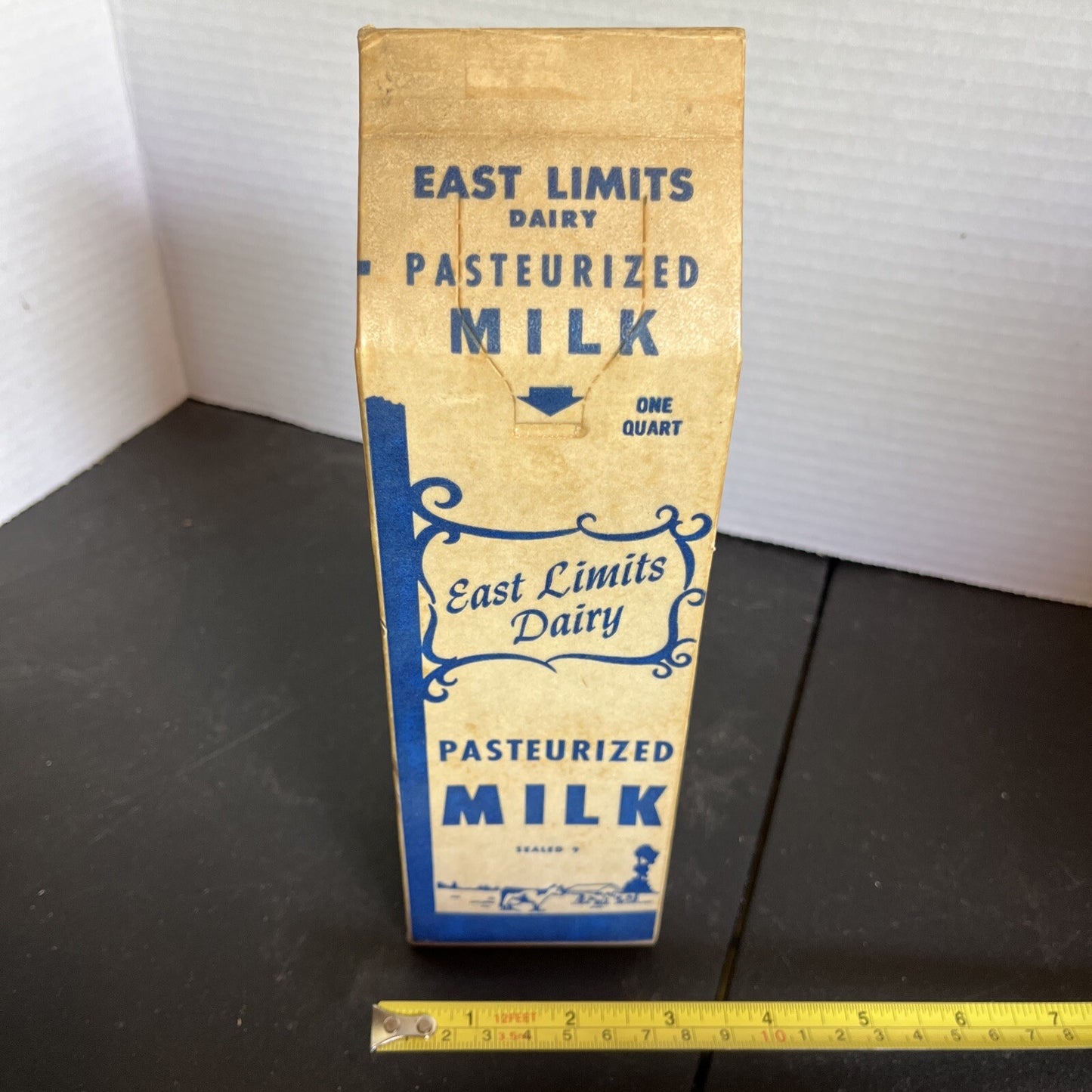 Vintage East Limits Dairy One Quart Waxed Milk Carton Unused