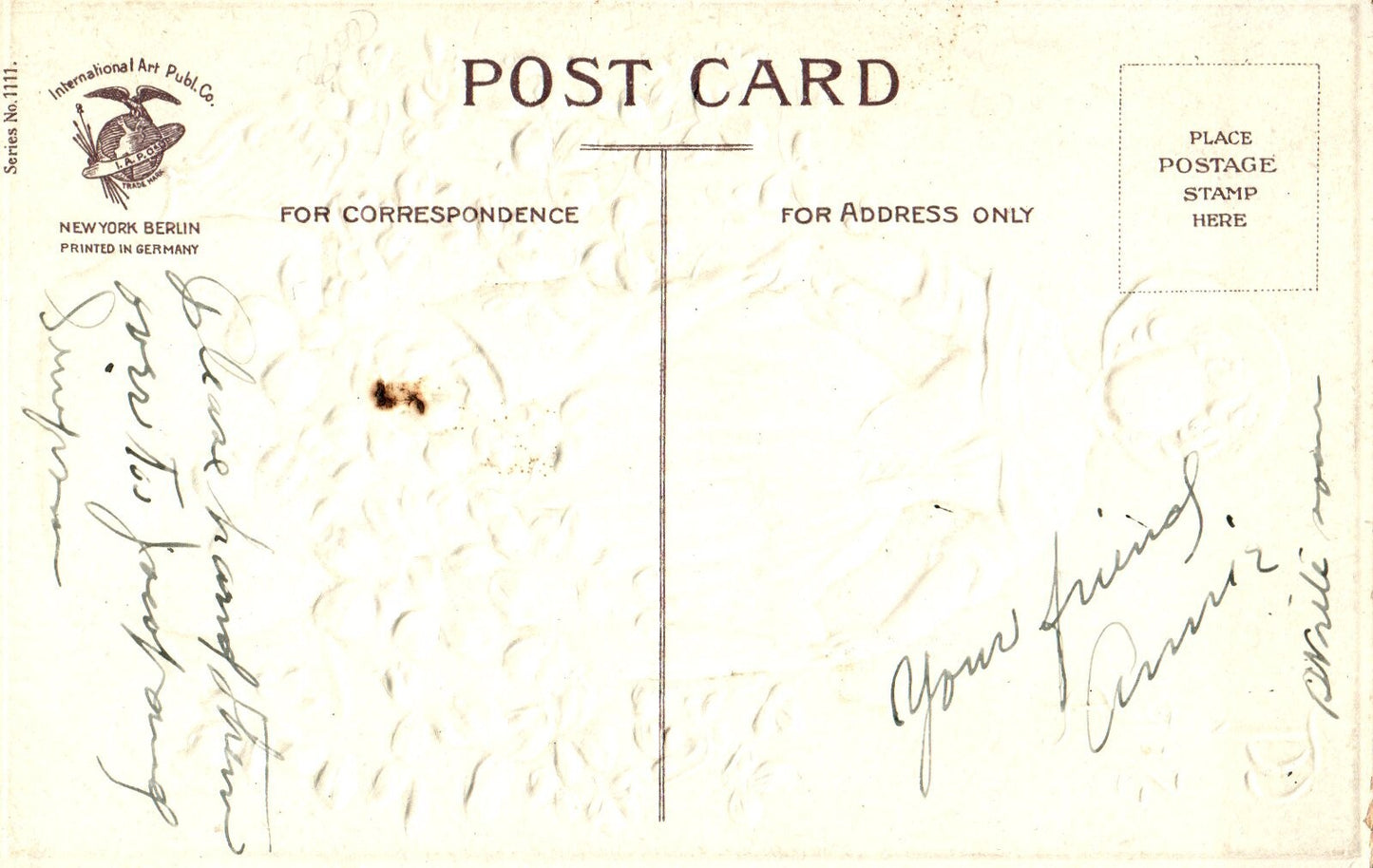 St Pats Post Card Pretty Lady Clovers