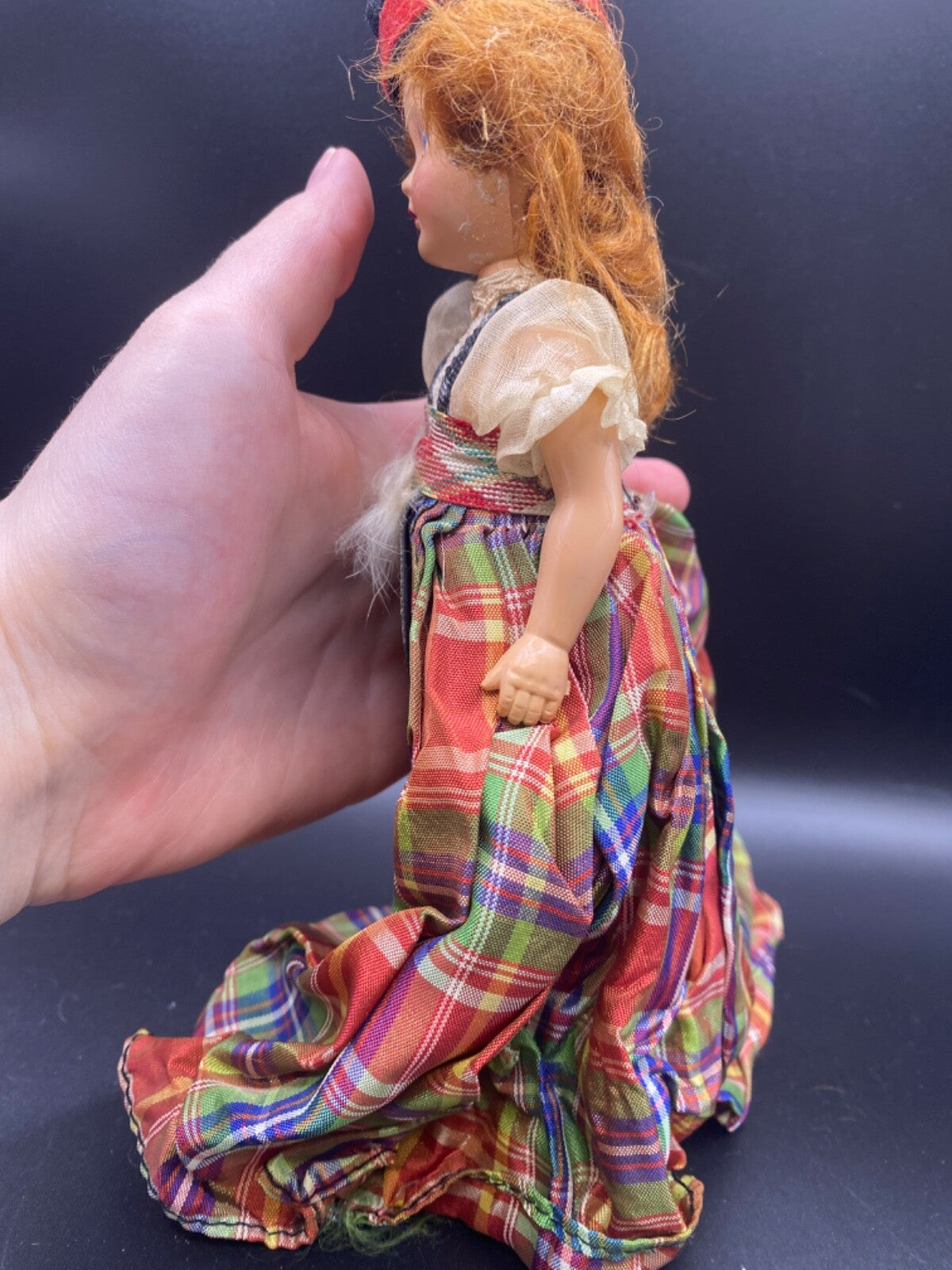 8" Marcie Doll Vintage Scottish DOLL blue eyes plaid dress