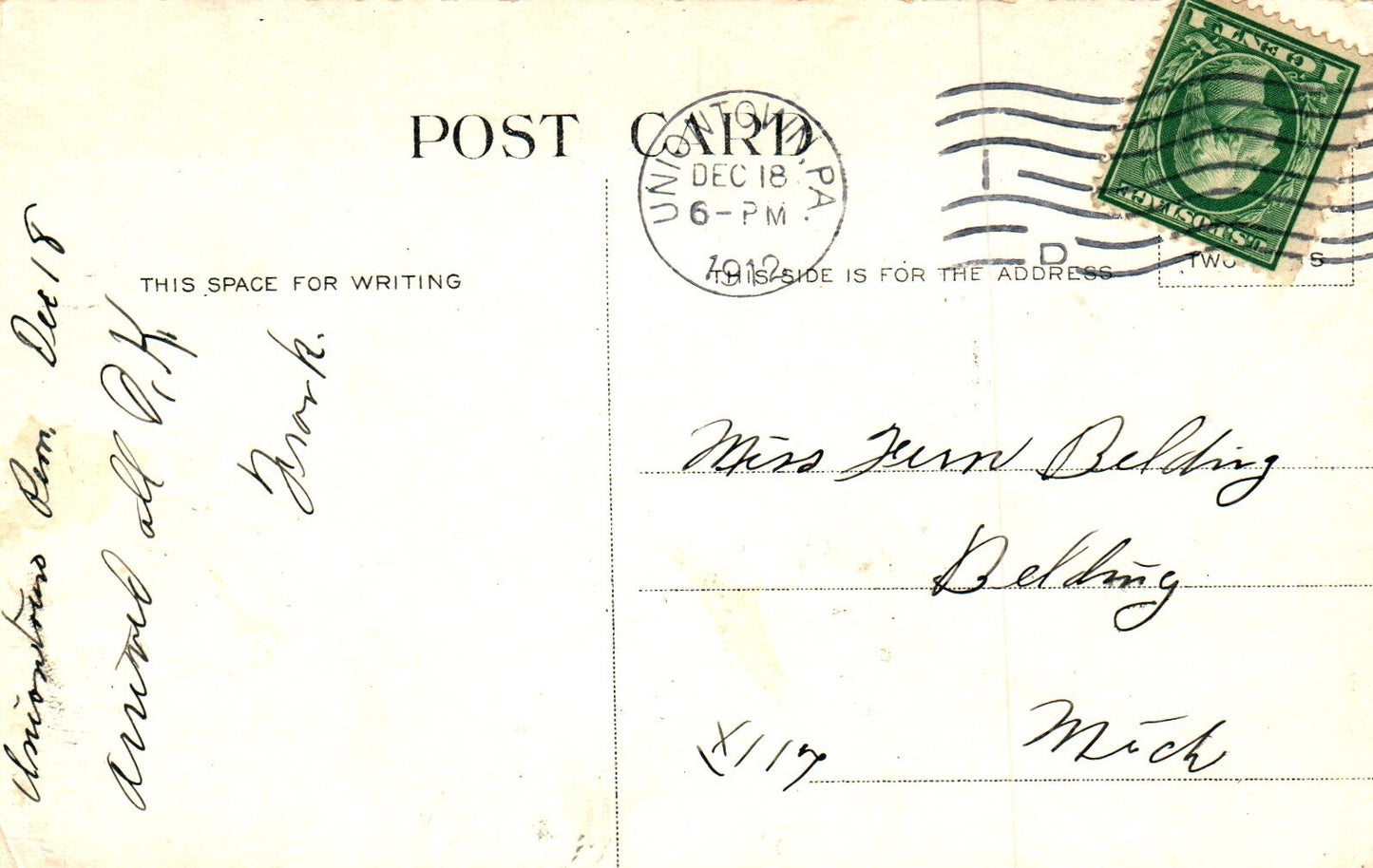 Residence of J.R. Barnes Near Uniontown in Pennsylvania PA Postcard