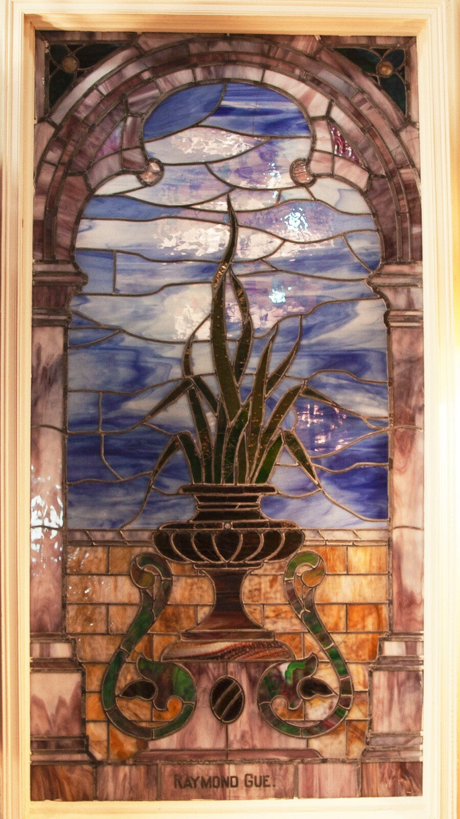 78" x 43" Multi Colored Antique Church Stained Glass Window CW Post Providence